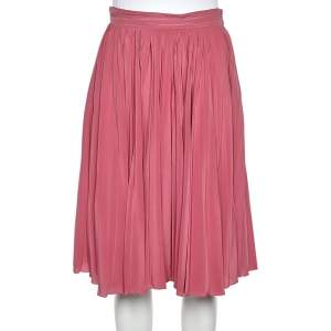 Gucci Pink Crepe De Chine Pleated Midi Skirt S