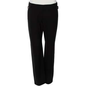 Pre Owned Gucci Black Jersey Buckle Zipped Hem Detail Pants M