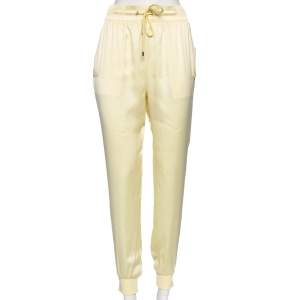 Pre Owned Gucci Yellow Silk Drawstring Detail Jogger Pants L 