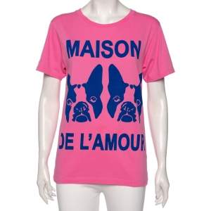 Pre Owned Gucci Pink Cotton Maison De L'amour Sequined T-Shirt XXS