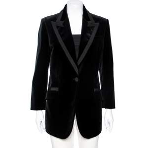 Pre Owned Gucci Black Velvet Embroidered Tiger Embellished Single Breasted Blazer L