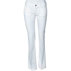 Pre Owned Gucci White Denim 70's Flared Jeans S