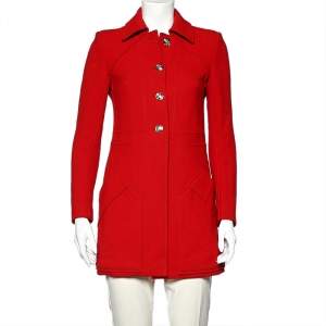 Gucci Red Wool Buttoned Mid Length Coat S