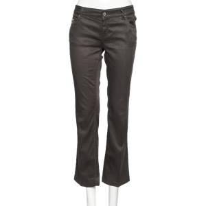 Pre Owned Gucci Grey Cotton Straight Pants M