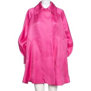 Gucci Pink Textured Silk Bishop Sleeve Coat M