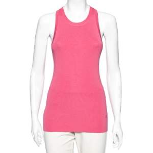 Gucci Pink Silk Crew Neck Sleeveless Top M