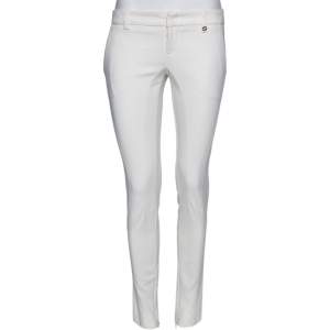 Gucci White Stretch Cotton Zip Detail Slim Fit Pants M
