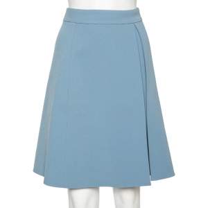 Pre Owned Gucci Blue Crepe Pleat Detailed Short Skirt M