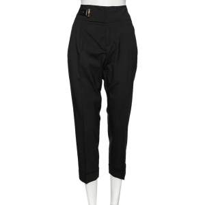 Pre Owned Gucci Black Wool Straight Leg Trousers M