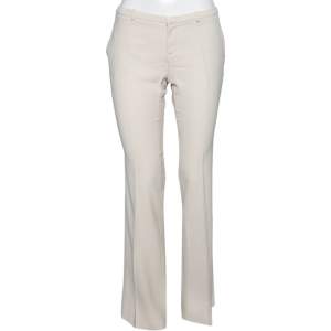 Pre Owned Gucci Cream Wool Crepe Tailored Pants M