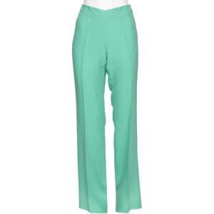 Pre Owned Gucci Mint Green Silk Crepe Straight Pants M 