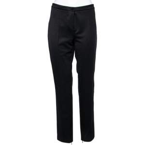 Pre Owned Gucci Black Synthetic Side Stripe Trousers L