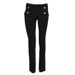 Pre Owned Gucci Black Crepe Button Detail Tapered Leg Pants S