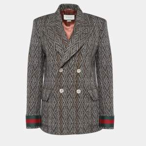 Gucci Brown Tweed Double Breasted Blazer S