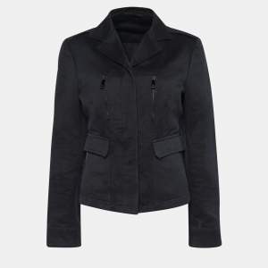 Pre Owned Gucci Vintage Black Linen Blend Button Front Jacket M