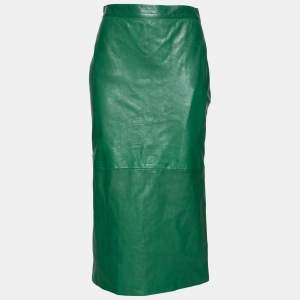 Gucci Green Leather Pencil Midi Skirt M