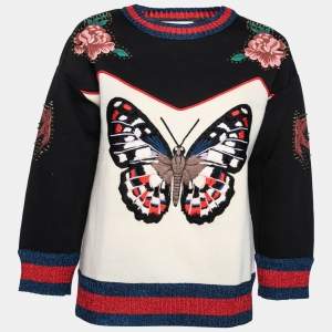 Gucci Multicolor Cotton Butterfly Embroidered Sweatshirt M