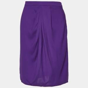 Pre Owned Gucci Purple Silk Pleat Detailed Short Skirt M