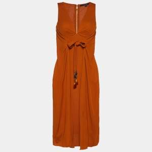 Gucci Mustard Yellow Crepe Faux Wrap Sleeveless Dress M