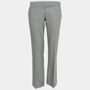Pre Owned Gucci Grey Wool Buckle Detail Tailored Trousers M
