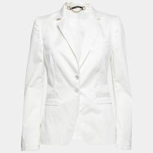Pre Owned Gucci White Cotton Long Sleeve Blazer M