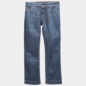Pre Owned Gucci Blue Denim Flared Hem Jeans S