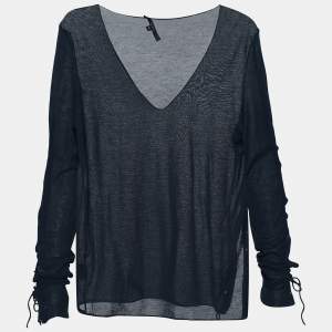 Pre Owned Gucci Black Jersey V-Neck Top M