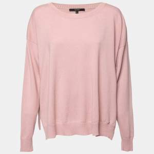 Pre Owned Gucci Pink Cashmere Crew Neck Long Sleeve Sweater L