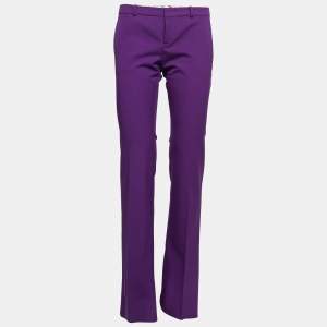 Pre Owned Gucci Purple Wool Flared Hem Trousers S