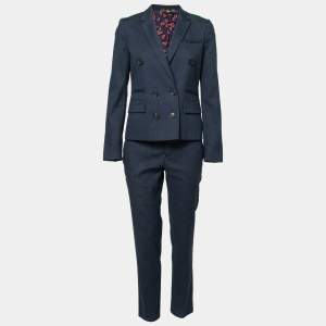 Gucci Navy Blue Linen Pant Suit M 