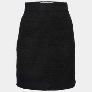 Pre Owned Gucci Black Tweed A-Line Short Skirt S