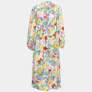 Pre Owned Gucci Multicolor Floral Print Silk Ken Scott Maxi Dress L