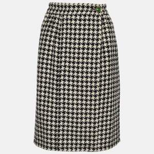 Gucci Monochrome Houndstooth Optical Tweed Wrap Skirt M