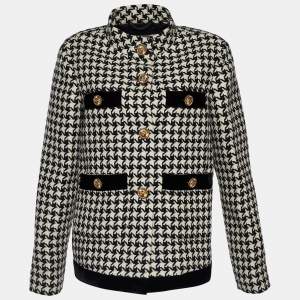 Gucci Monochrome Houndstooth Optical Tweed Button Front Jacket M