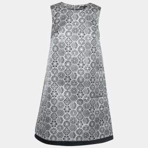 Gucci Black Monochrome Metallic Floral Jacquard Shift Dress S