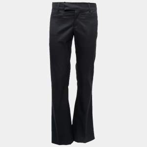 Pre Owned Gucci Black Silk Bootcut Leg Trousers M