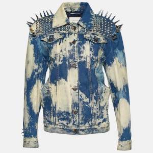 Gucci Blue Acid Wash Denim Studded Denim Jacket S