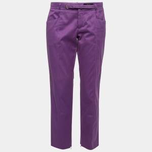 Gucci Purple Cotton Belted Trousers M   