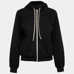 Pre Owned Gucci Black GG Jacquard Jersey Zip-Front Jacket XS