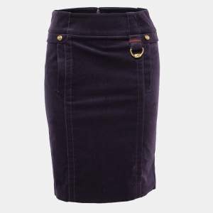 Pre Owned Gucci Purple Velvet Knee-Length Pencil Skirt S