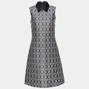Gucci Black Octagonal Jacquard Wool Blend Sheath Dress S