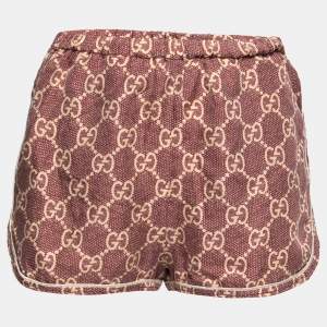 Gucci Burgundy GG Supreme Silk Shorts XS
