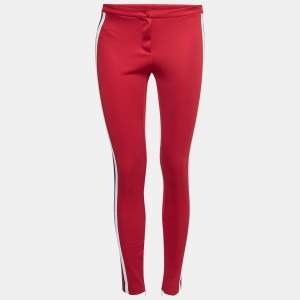 Gucci Red Tech Jersey Web Trim Detail Leggings XS 