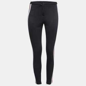 Pre Owned Gucci Black Tech Jersey Web Trim Detail Leggings XS 