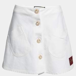 Pre Owned Gucci White Cotton Buttoned Mini Skirt S   