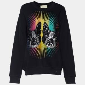 Gucci Black Knit Sequined Bosco & Orso Sweatshirt S