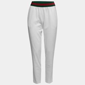 Gucci White Jersey Knit Web Stripe Trimmed Joggers XS