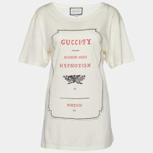 Gucci Cream Jersey Hypnotism Print T-Shirt M