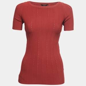 Gucci Red Perforated Knit Top M