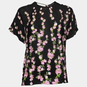 Gucci Black Floral Printed Crepe Blouse S